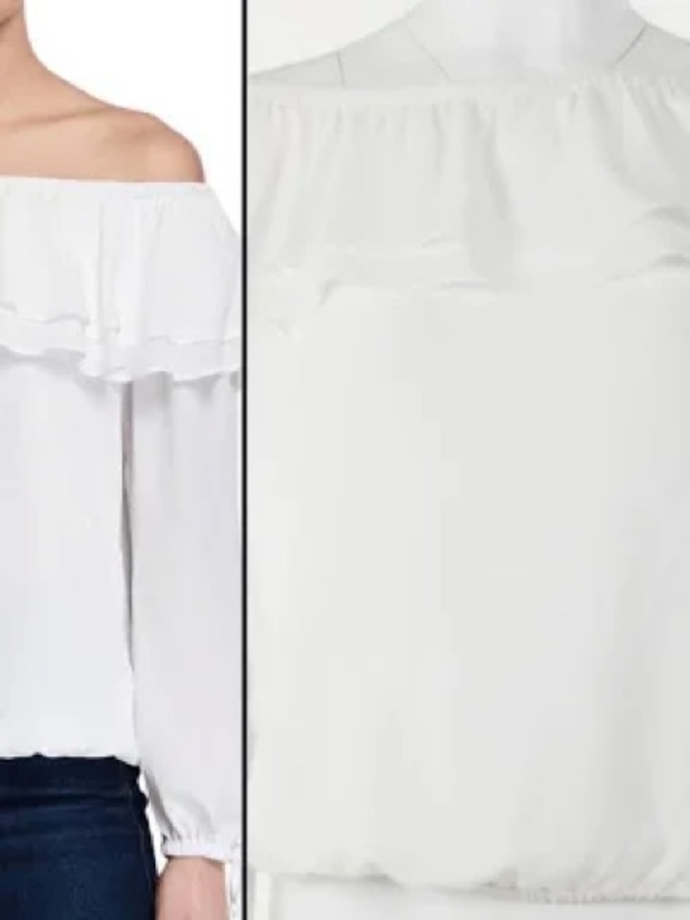 Michael Kors White Off-Shoulder Ruffle Blouse